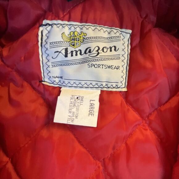 VTG TWA Jacket Mens Large Quilted Airline Uniform Amazon Sportswear 70s Bomber - Picture 3 of 9